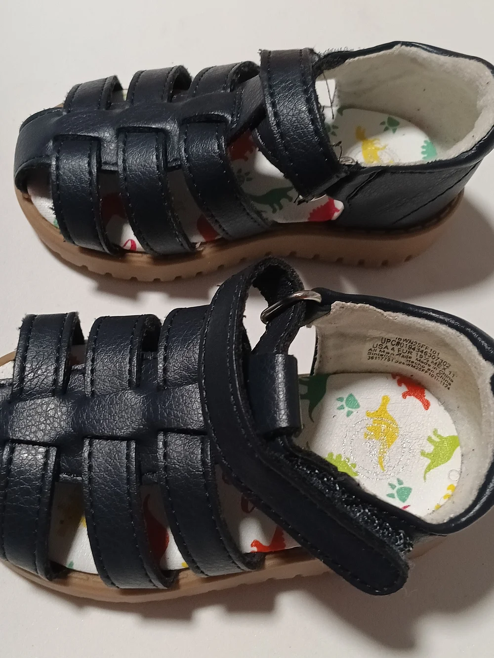 Wonder Nation Kids Navy Leather Fisherman Sandals Size 4 .